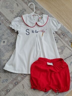 Jellybean Girls "S Is For Sparkler" Patriotic 2 Piece Outfit Matching Set Sz5